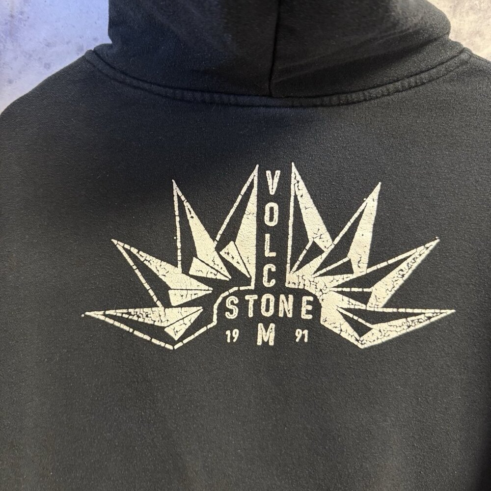 Volcom Hoodie Sweatshirt Mens Large Black Full Zip Surf Skate